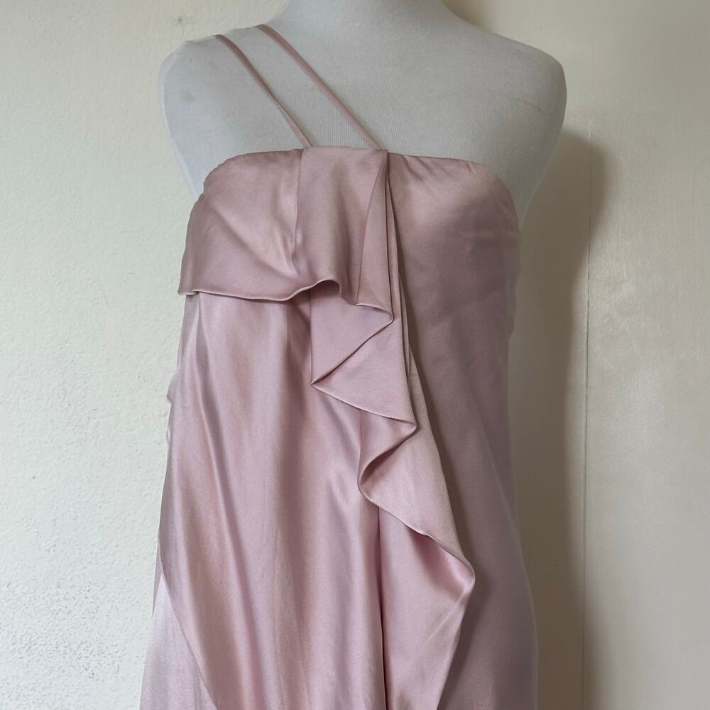 Renato Nucci Paris 100% Silk Blush Ruffle Slip Dress Midi Elegant French Design - Picture 13 of 13